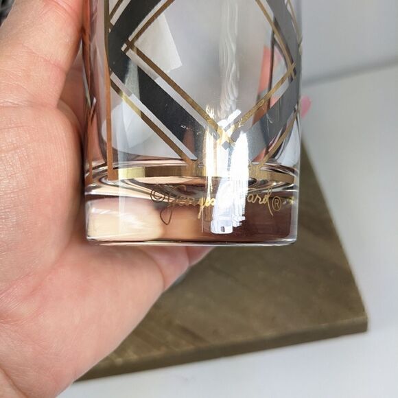 Georges Briard Silver and gold plaid criss cross tumblers collins glasses cockta - Picture 2 of 7